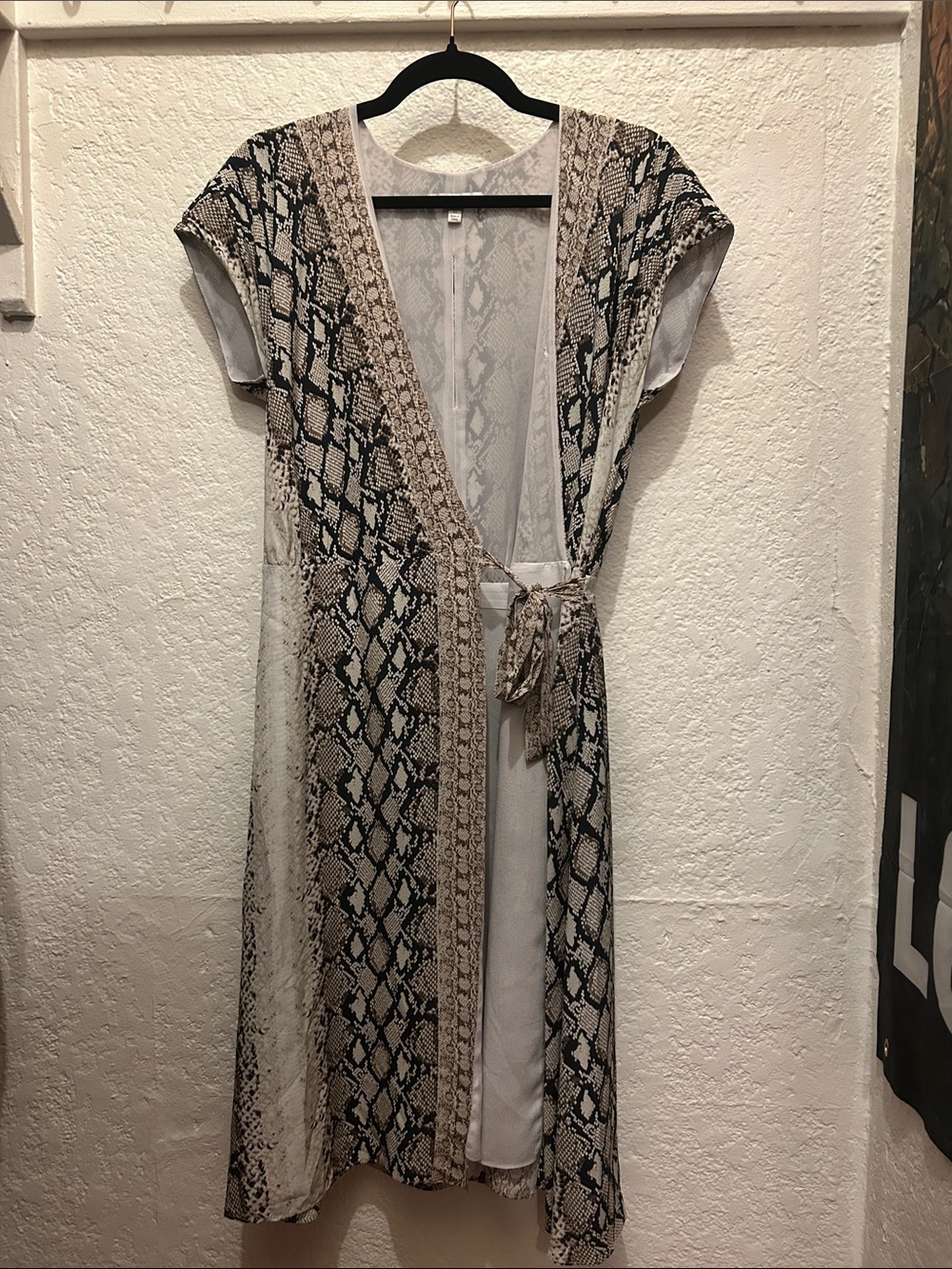 Joie Snake-Print Wrap Blouse in Black and Cream